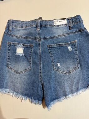 Rue21 Blue Distressed High-Rise Denim Shorts